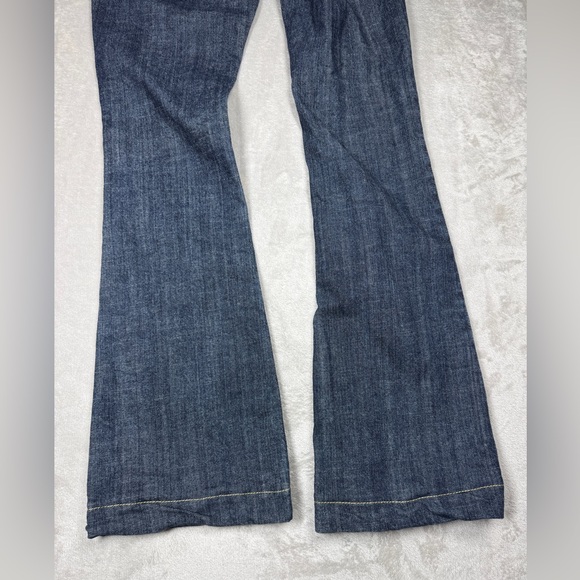Vintage Y2K Free People Low Rise Zip Fly Flare Dark Blue Wash Blue Jeans Size 25 - Picture 12 of 15